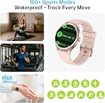 Smart Watch pour les femmes, 1.27" AMOLED Tracker de fitness ultra-clair avec appel Bluetooth, coeur Rate/SpO2/Sleep Surveiller, 100+ Modes sportifs, DIY Regardez les visages, IP68 Smartwatch étanche pour iOS Android