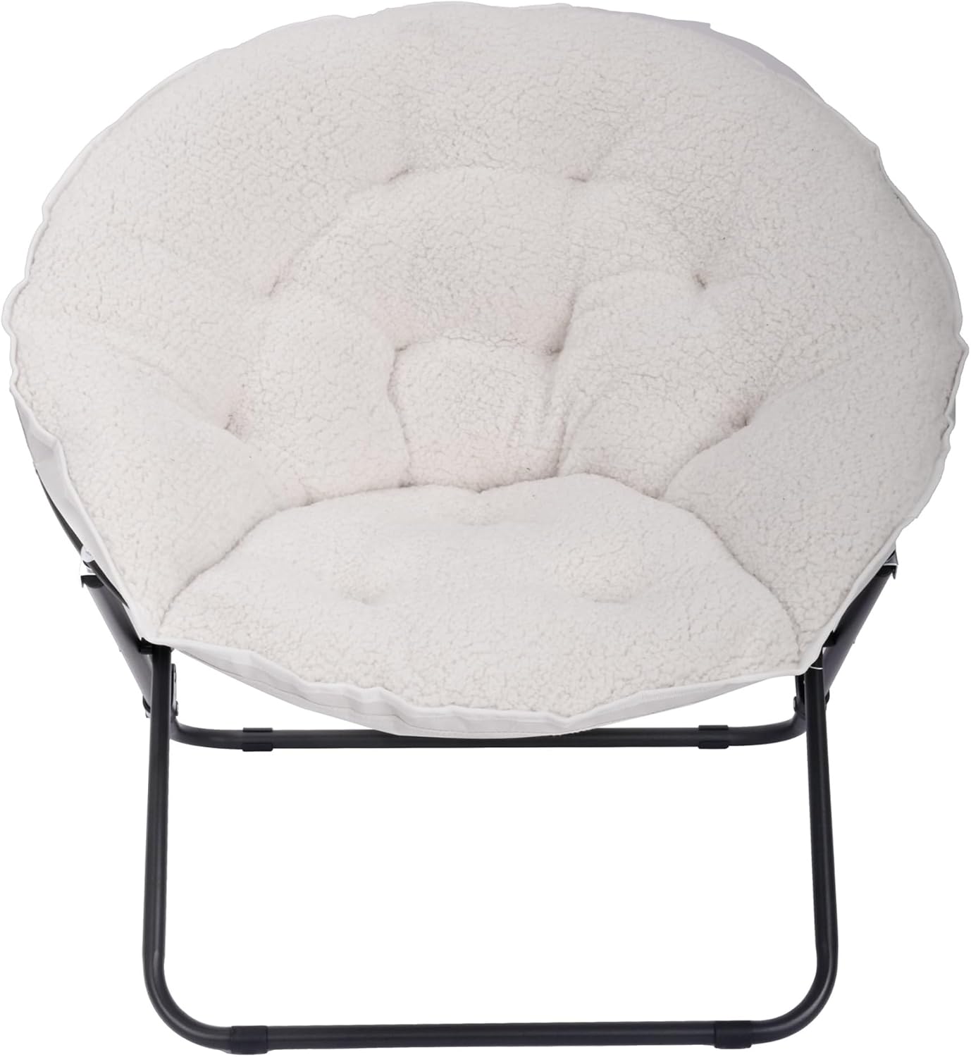 Saucer Chair, White Faux Shearling Comfortable and