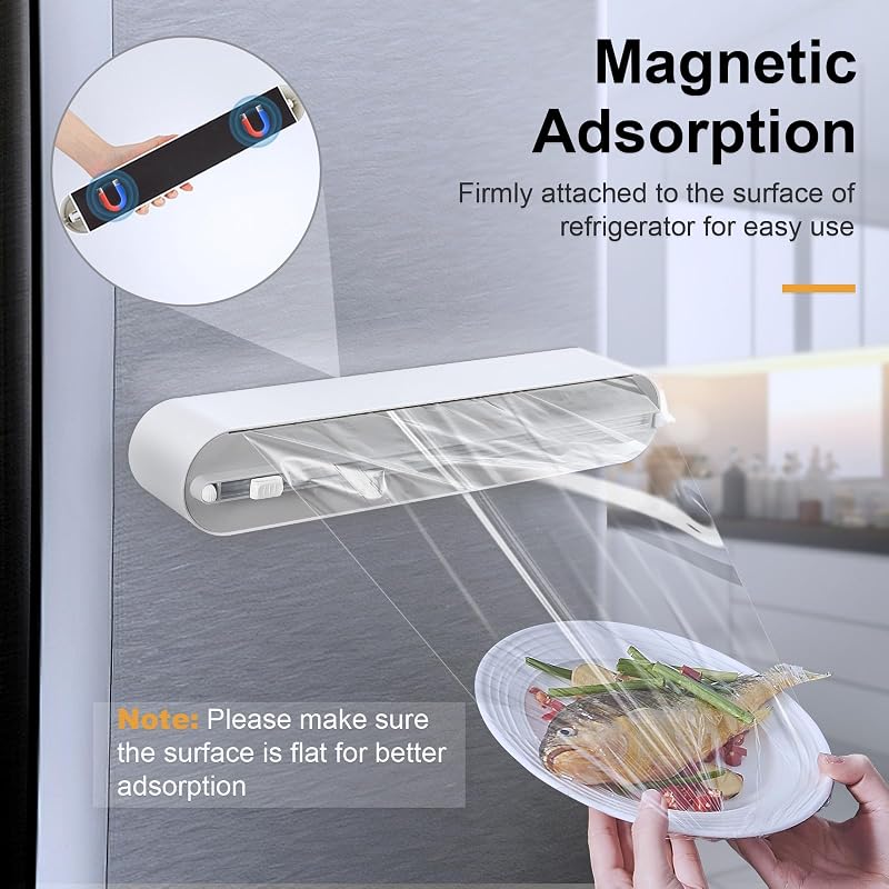 Suport magnetic Housolution pentru folie alimentară și folie de aluminiu cu dispenser și tăietor, pentru role cu lățimea de 30 cm