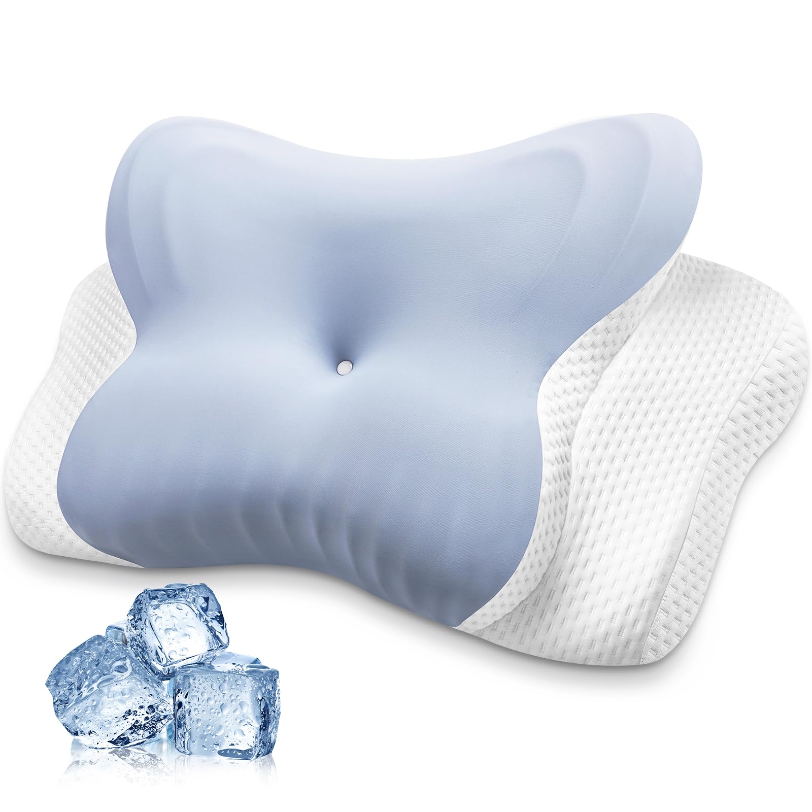 MISSCOZY Ergonomisches Kissen für Seitenschläfer, Halswirbelkissen zur Linderung von Nackenschmerzen, Anti-Schnarch-Schlafapnoe, Nackenstütze, Seiten-/Rücken-/Bauchschläfer, waschbarer Bezug Nr