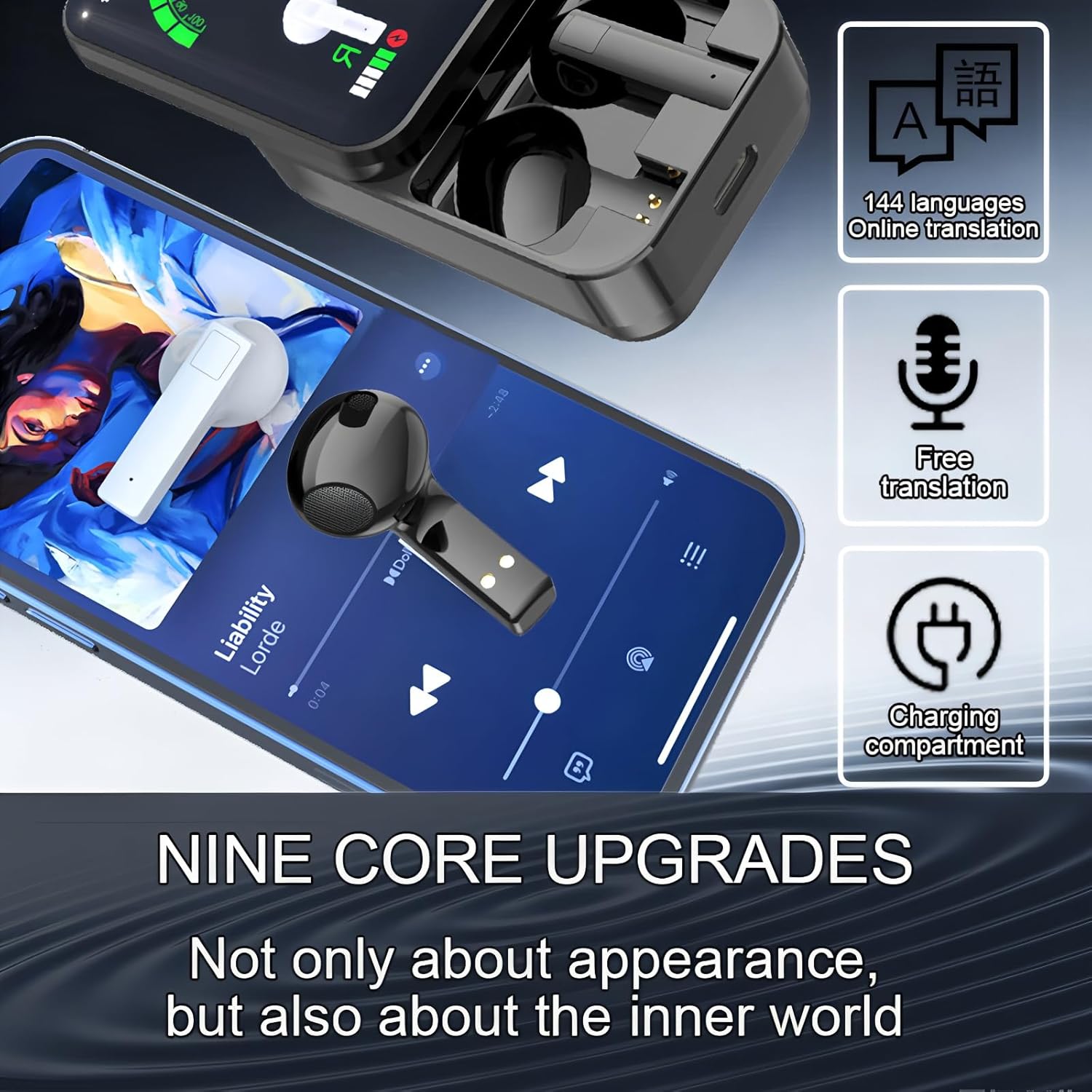 AI Translation Earbuds Real Time, 144 Language 3-in-1 Translation Headphones for iPhone and Android with 3 Translation Modes, Translators Headphones with APP for Travel/Business/Learning-Black - Image 4