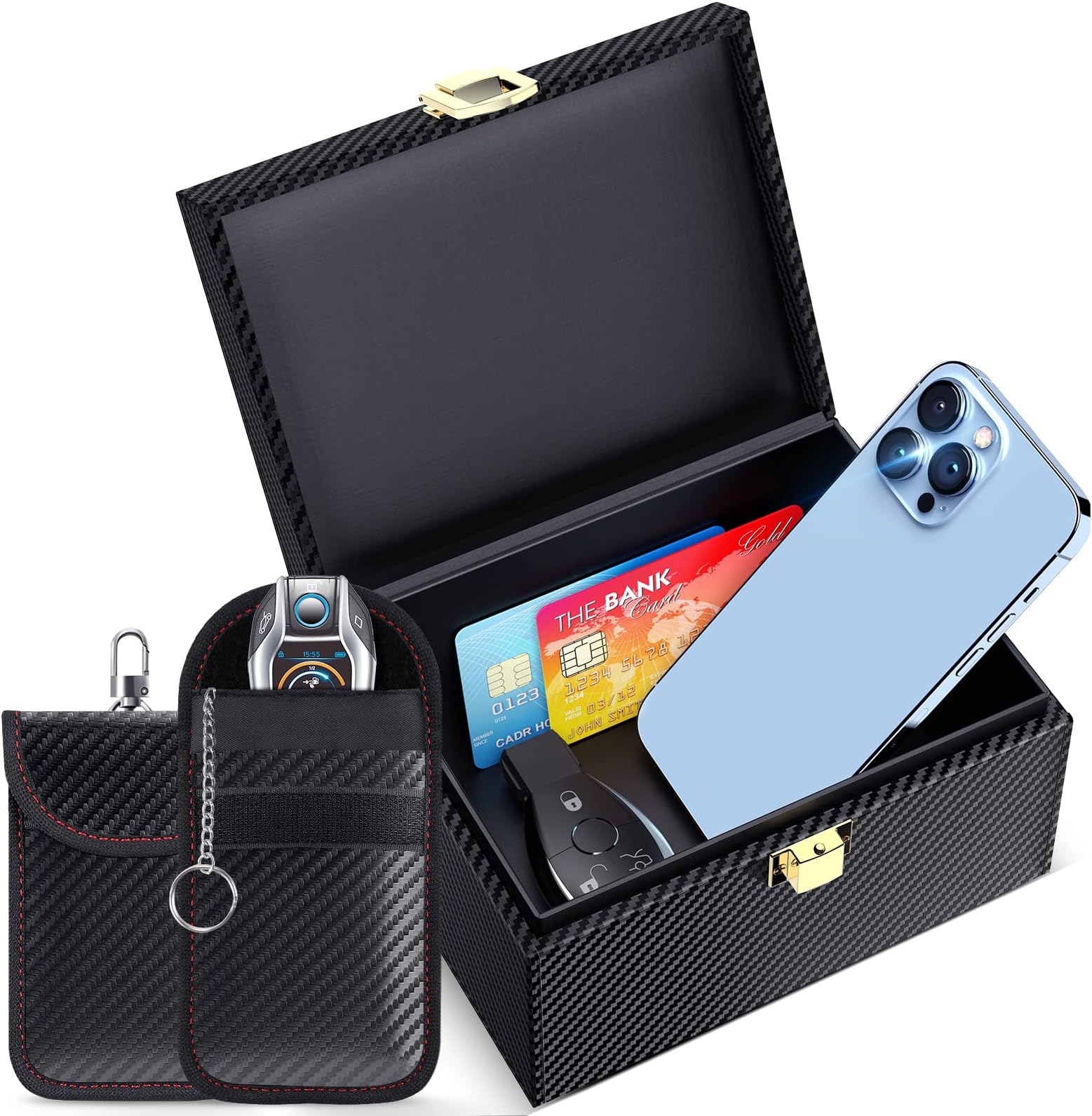 Lot De 2 Pochettes Faraday Anti-piratage Pour Clés Keyless Go - Bloqueur RFID Pour Mercedes, BMW, Audi