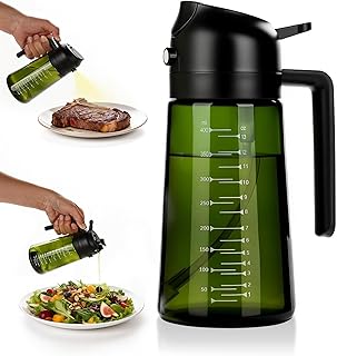 Ölsprüher für Speiseöl,Sprühflasche Öl,2 in1 Ölspender und Ölsprüher,470ML Cooking Oil Sprayer,mit Skala&UV-Schutz,Olivenöl Flasche Ölsprühgerät für Heißluftfritteuse für Kochen Salat und Grill