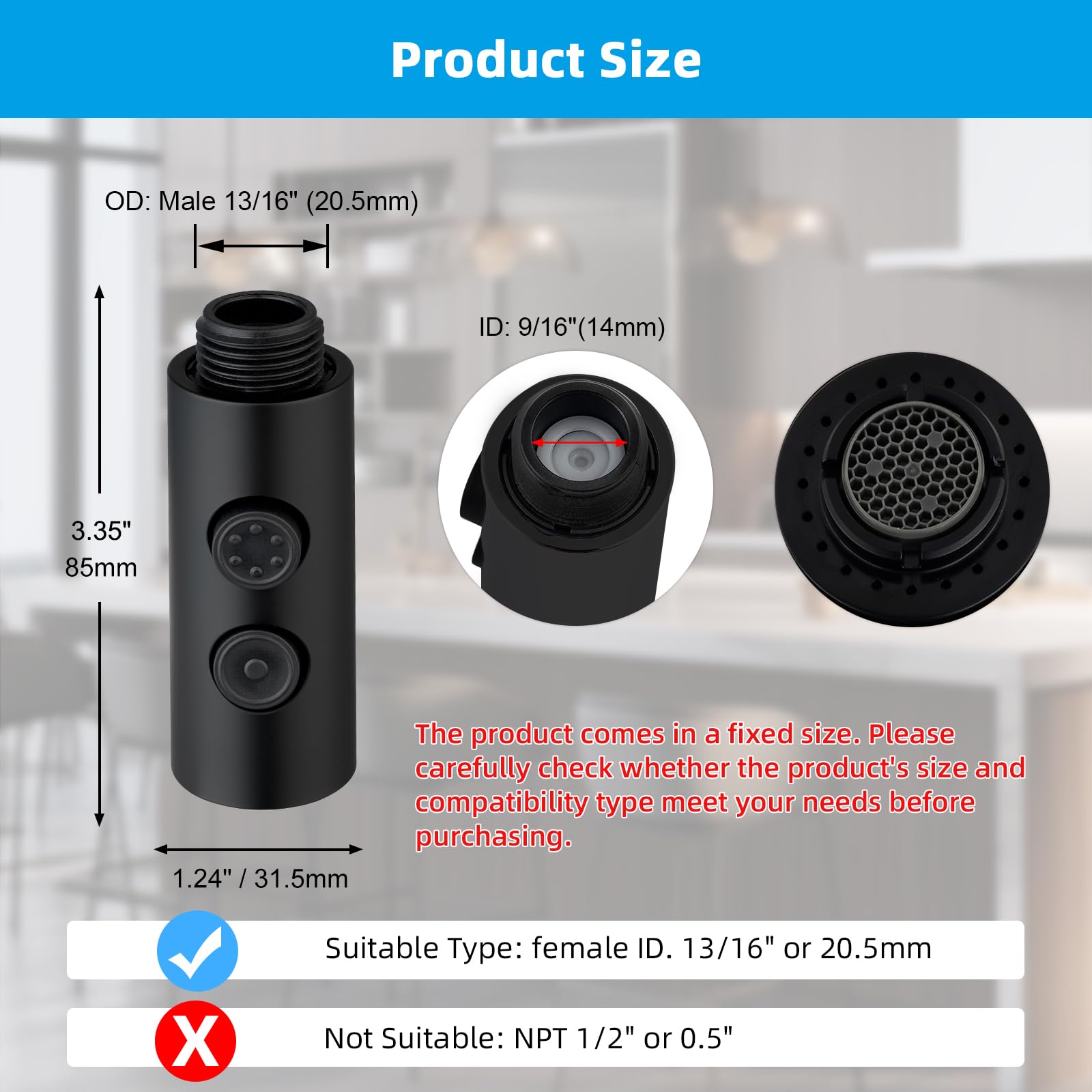 Photo 1 of Hibbent Matte Black Pull Out Kitchen Faucet Head