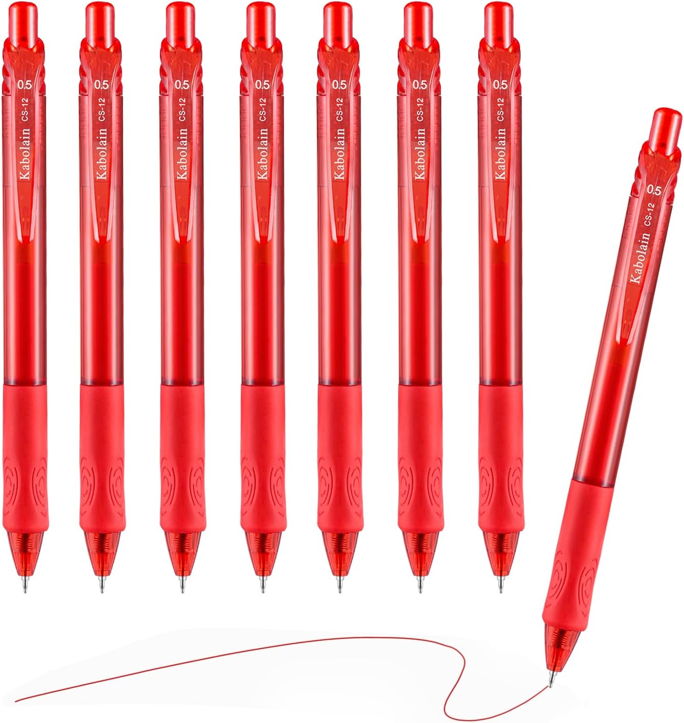 8 Pcs Red Ink Gel Pens, 0.5mm Retractable Ballpoint, Fine Point Smooth Pens with Soft Grip, Office Pen School Supplies for Writing thumbnail