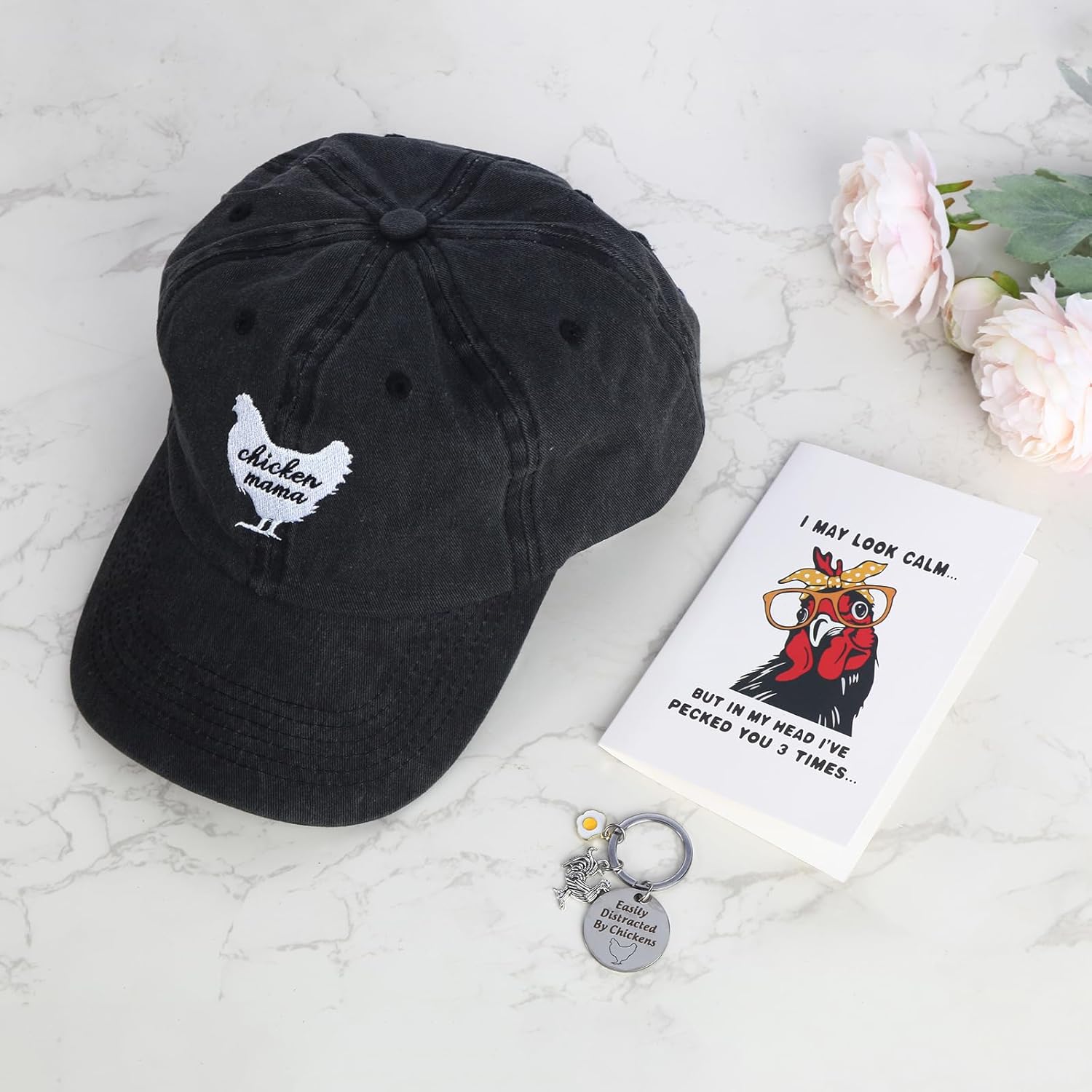 Bayelove Funny Chicken Gifts for Women Chicken Lovers Stuff Chicken Lovers Gifts for Women Include Chicken Glass Cup Canvas Tote Bag Makeup Bag Keychain Hat Socks Card for Birthday Christmas