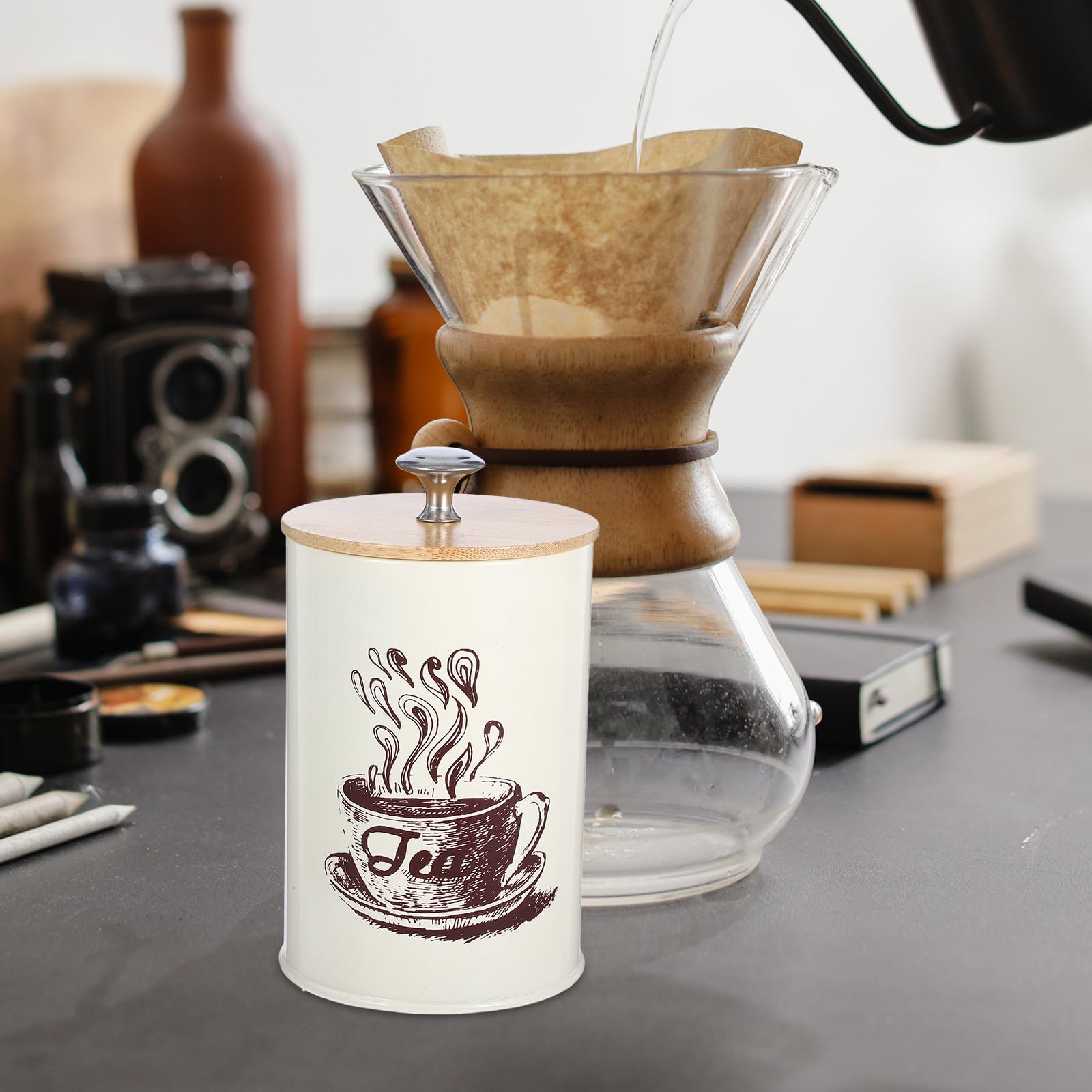 Set di 3 Barattoli Ermetici per Caffè Tè Zucchero con Coperchio
