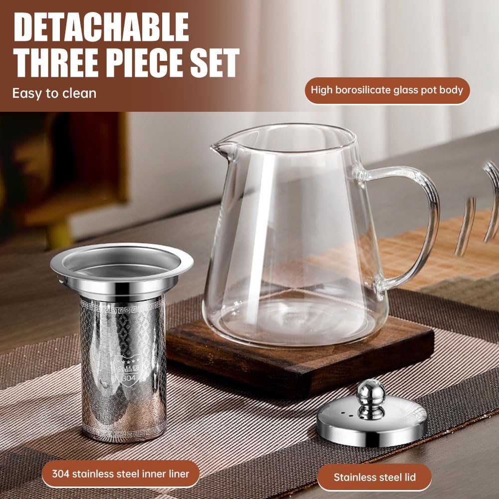 Théière En Verre 950 Ml LAUGHERER Avec Infuseur Amovible - Pour Thé En Vrac Et Café