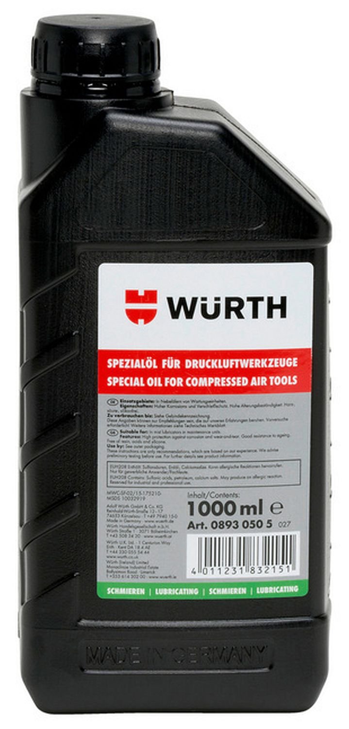 Aceite especial para herramientas neumáticas - 1000 ml - Para rellenar aceites de niebla en unidades de mantenimiento - Es muy adecuado para herramientas y equipos accionados por aire comprimido,