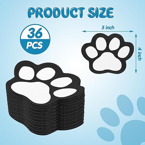 Miniatura 2 de Outus 36 marcadores de alfombra Paws con huellas de patas, marcadores de alfombra de patas para aula y hogar, 5 pulgadas (negro, blanco)