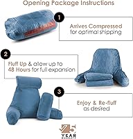 Vista 86 de Nestl Reading Pillow with Portable Laptop Lap Desk - Shredded Memory Foam Back Support Pillow for Sitting Up in Bed and Couch Rest Pillows with Navy