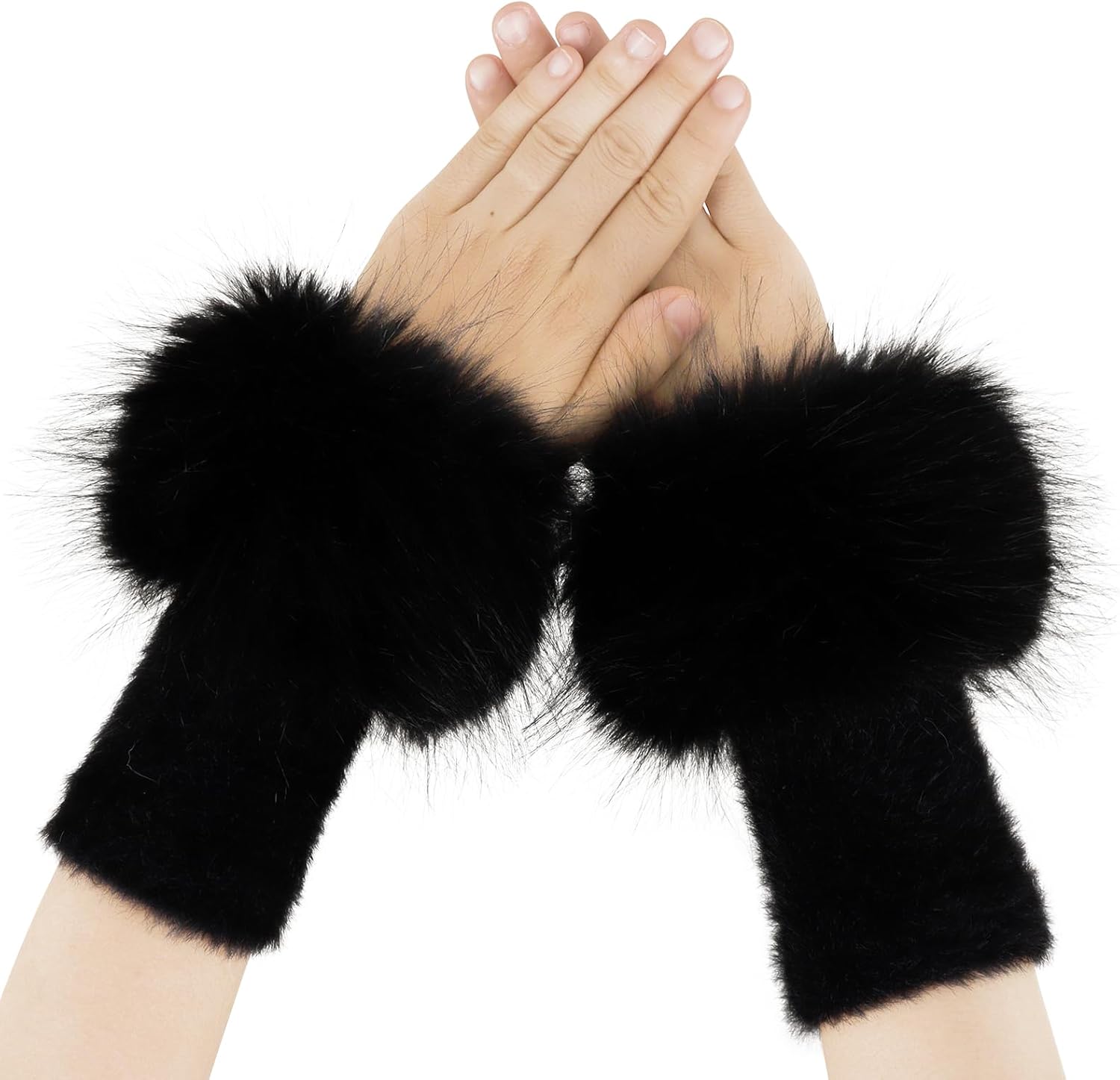 Faux Fur Short Wrist Cuffs Winter Fluffy Furry Wristbands Arm Warmer Accessories for Halloween Party Cosplay - Image 2
