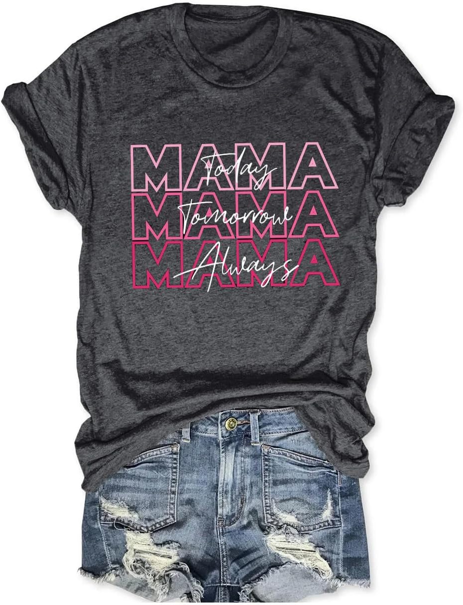 Womens Boy Mama Shirt Casual Letter Printed Boy Mom T-Shirts Short Sleeve Mother's Day Graphic Tee Tops