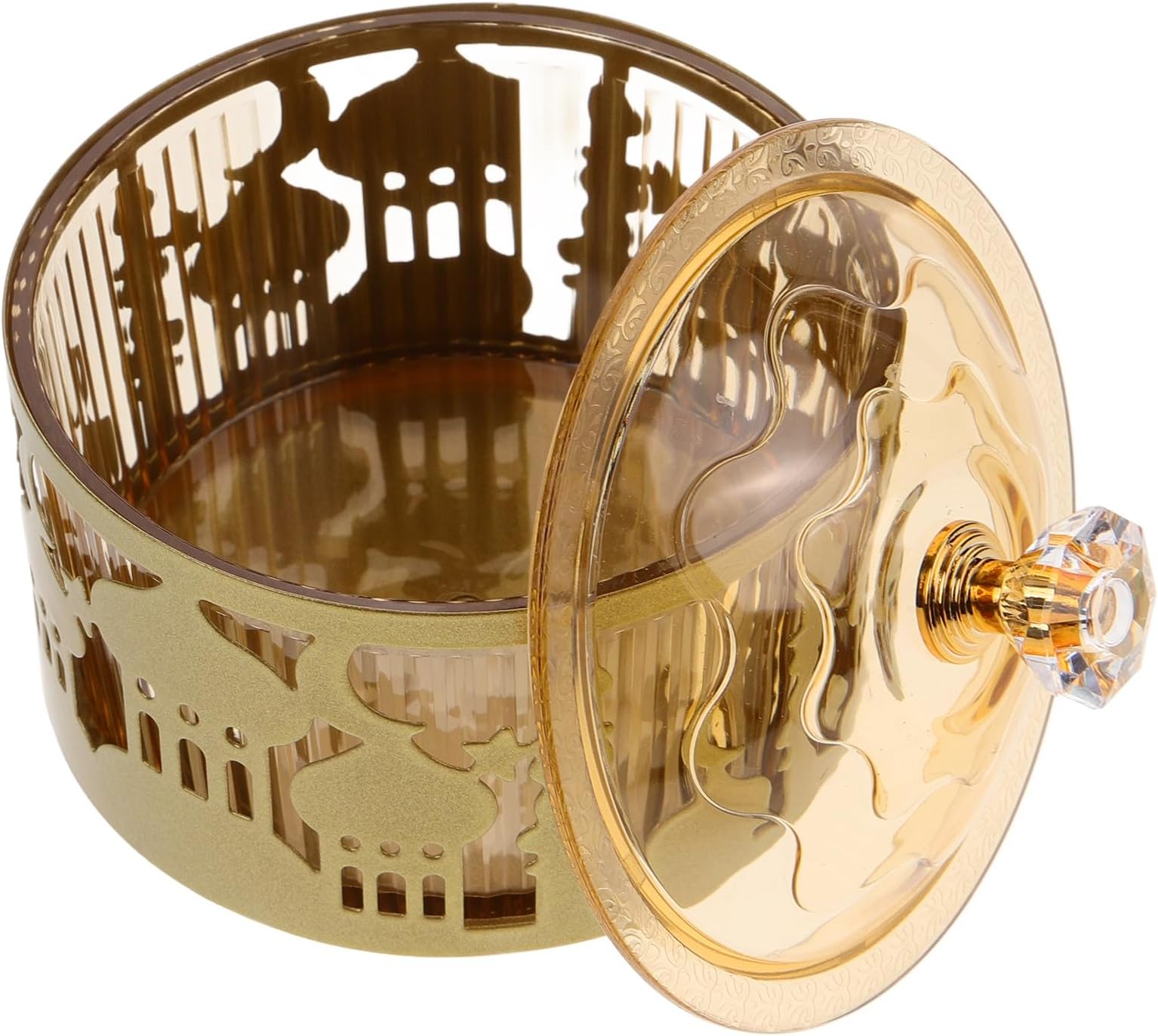 Luxshiny Middle Eastern Arab Eid Candy Tray Metal Serving Plate for Ramadan Snacks Decorative Moon-Shaped Ramadan Ornament Home Tableware