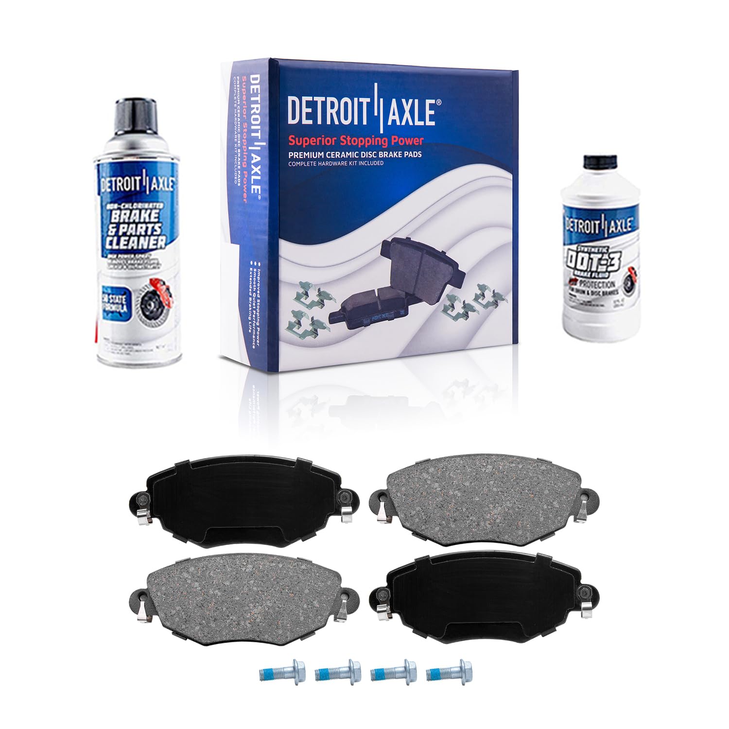 Detroit Axle - Front Ceramic Brake Pads with Hardware Set Replacement