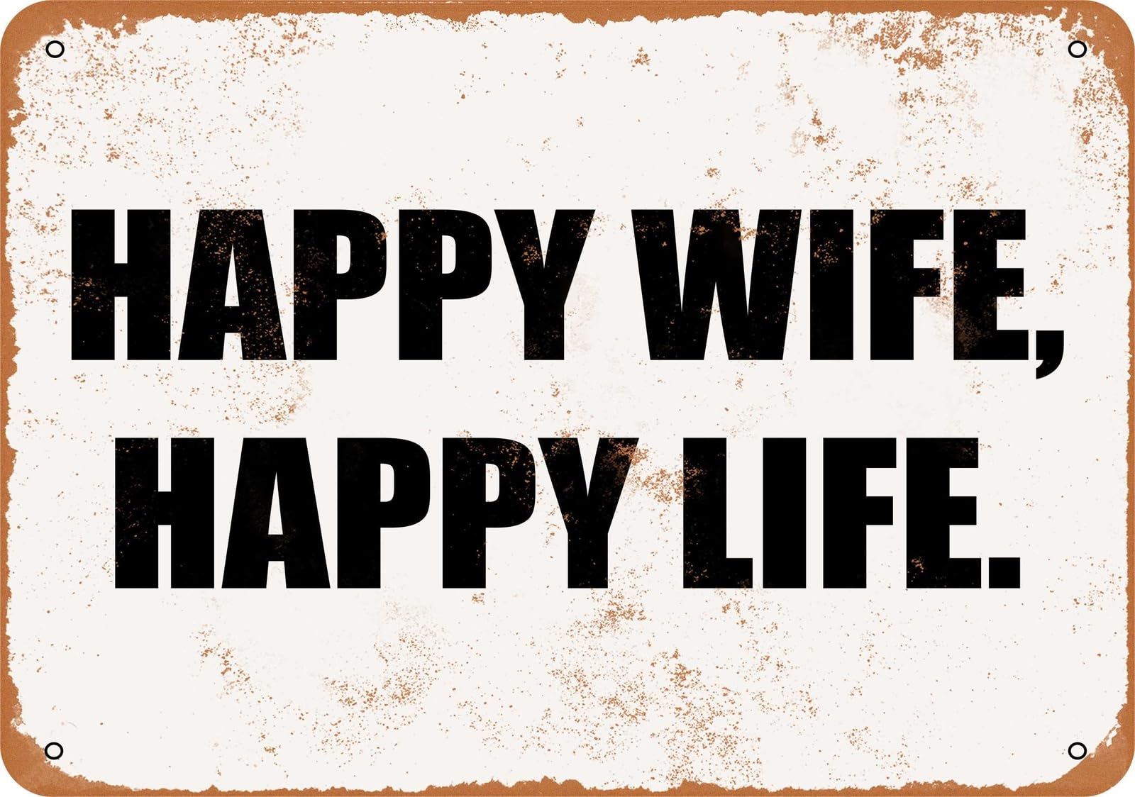 Miaomansenstore Metal Sign - Happy Wife Happy Life - Vintage Look Home Decor