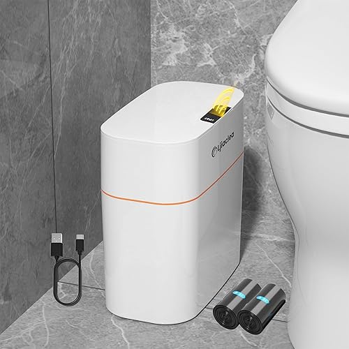 Bote de basura de baño sin contacto con tapa de 3.4 galones con sensor de movimiento automático para cocina, dormitorio, baño, oficina, RV