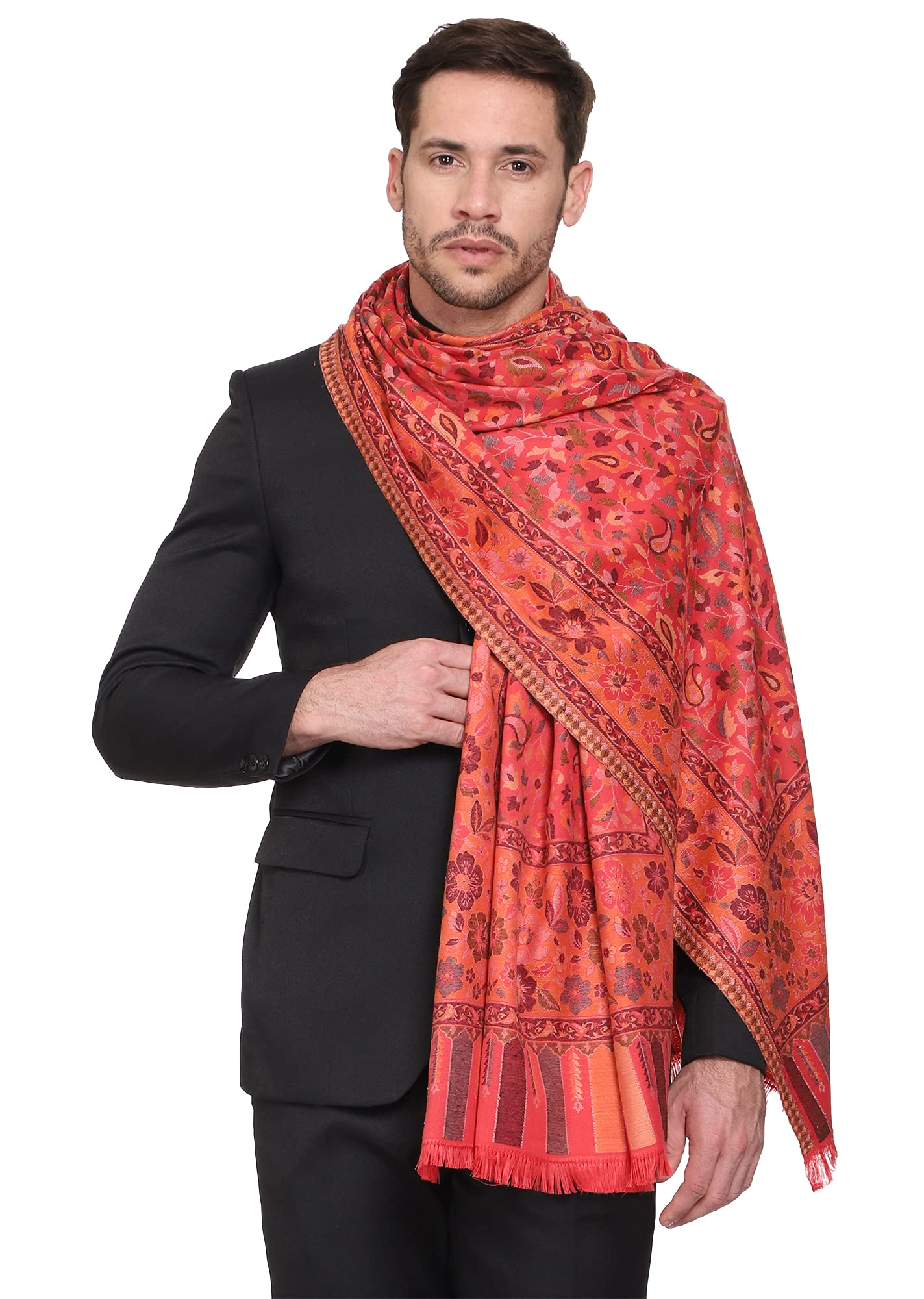 Weavers VillaMen's Kalamkari Design Woven Acro Wool Blend Gents Shawls, Muffler, Stoles for Men [40" X 80"]