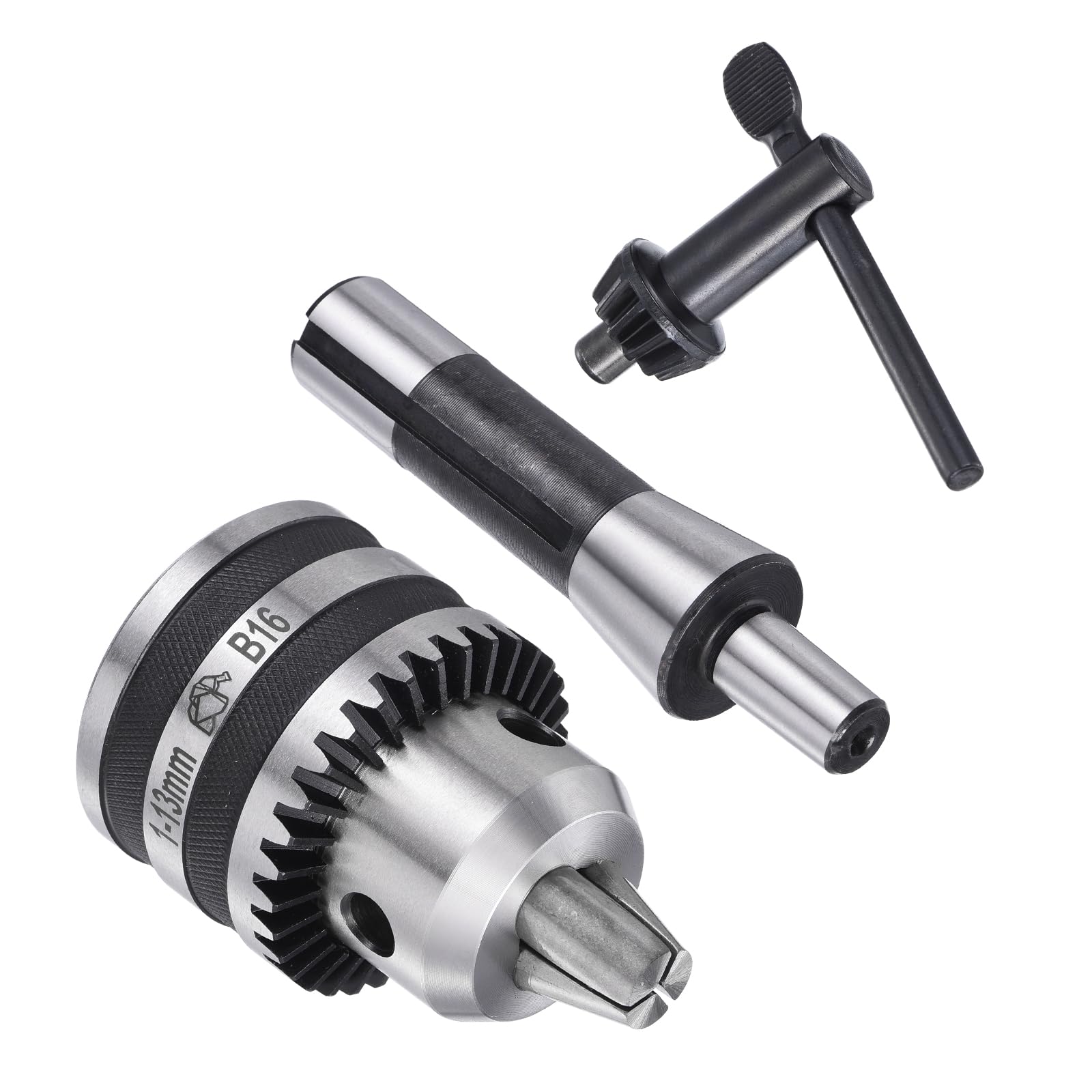 Kozelo Keyed Drill Chuck Set 1-13mm (1/16"-1/2") with R8 Shank, High Carbon Steel | Heavy Duty Lathe Drill Chuck R8 Arbor (B16) for Precision Drilling, CNC Machining