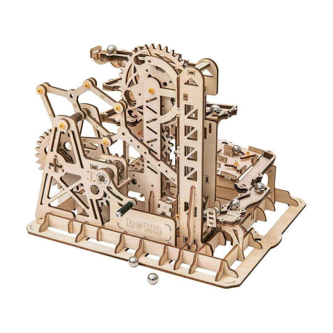 ROKR Marble Roller Coaster Clockwork Mechanical 3D Puzzle Game Woodcraft Construction Kit Adult Craft Set Puzzle Present (Tower Coaster)