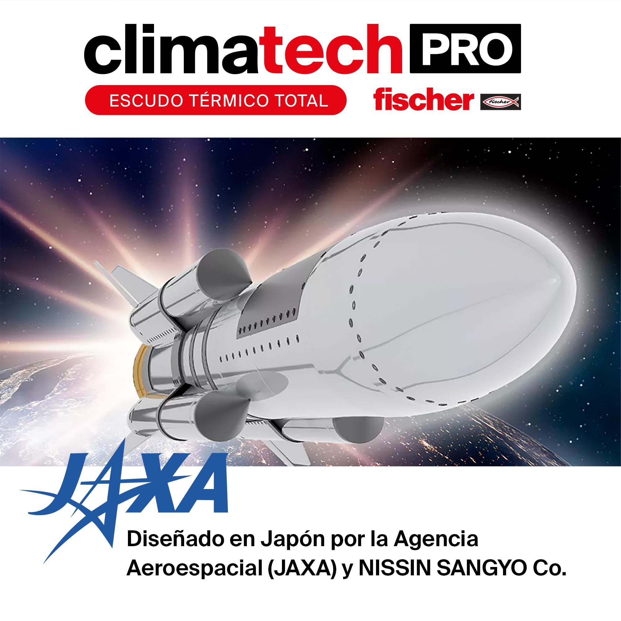fischer - Climatech Pro - Escudo Térmico Total, Aislante Térmico Reflexivo Exterior e Interior para Pared, Techo, Tejado, Fachada o Habitación (18 L)