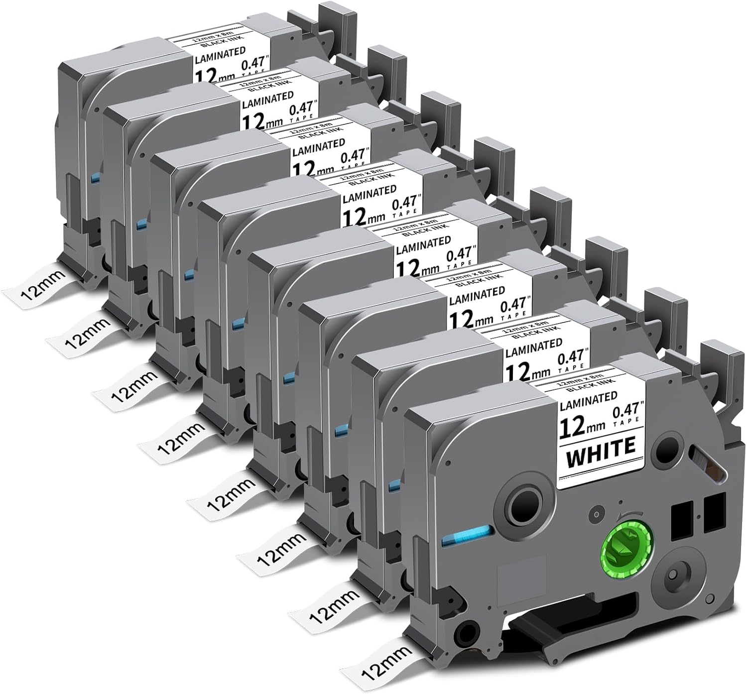 8-Pack P Touch Label Tape 12mm 0.47 White Compatible for Brother TZe-231 TZe231 TZ-231 Label Tape Refills for Ptouch Label Maker Tape PT-H110 D220 D410 D210 D200 D400 PTD220, 0.47" x 26.2'(12mm x 8m)