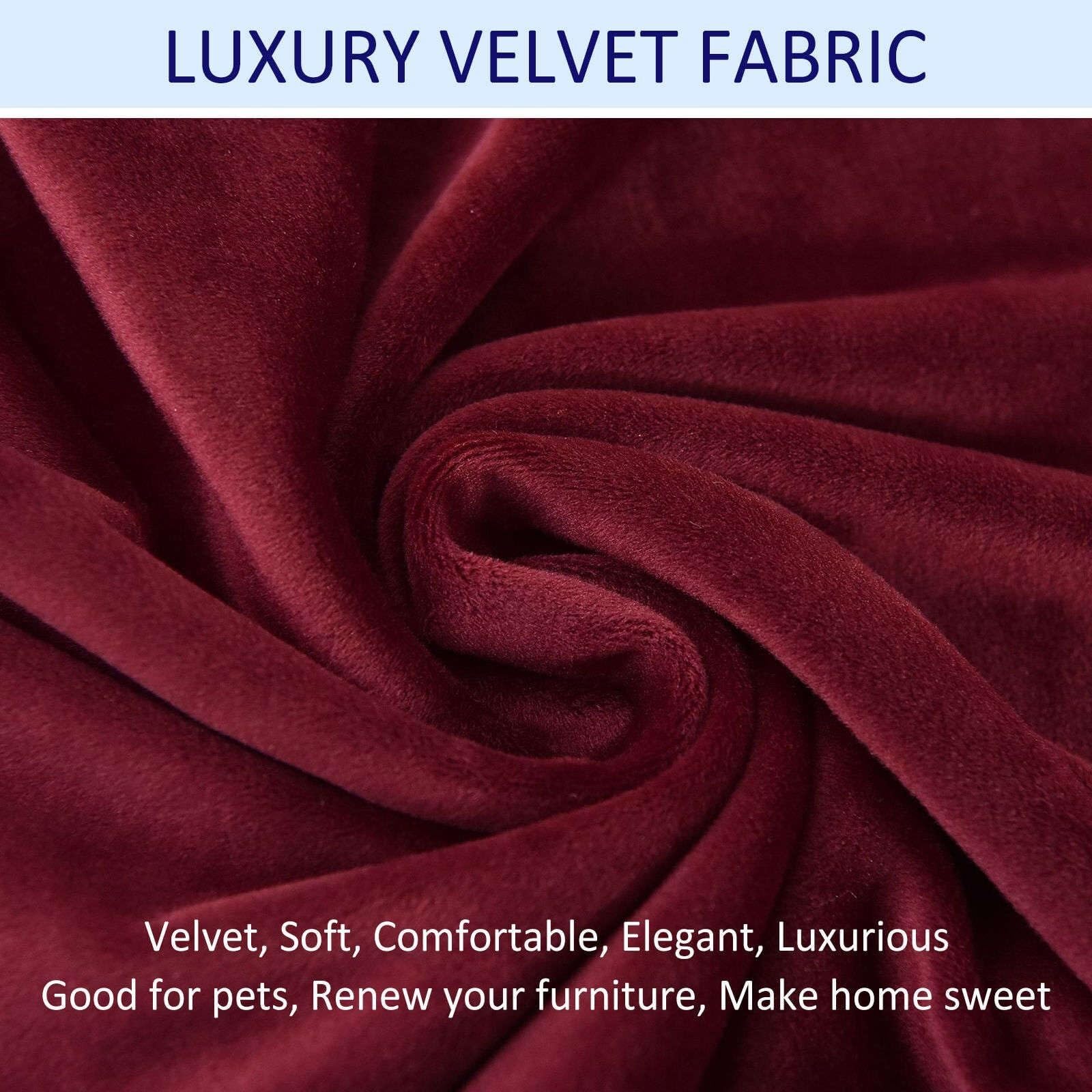 Housse de Fauteuil inclinable en Velours Extensible, 4 pièces, Housse de Protection Souple et antidérapante avec Poche latérale, for Salon, Couleur foncée(Wine Red)