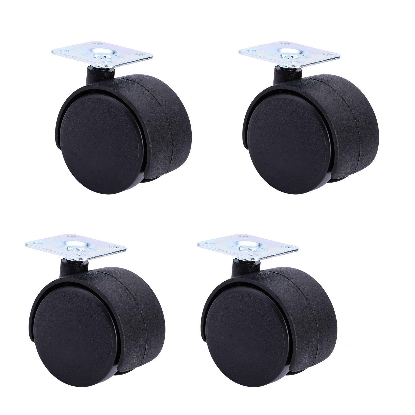 VNVFJKLO caster, Plate Swivel Casters Pack Of 4 With Brake Black Nylon Wheels For Furniture(Universal,50mm/2in)