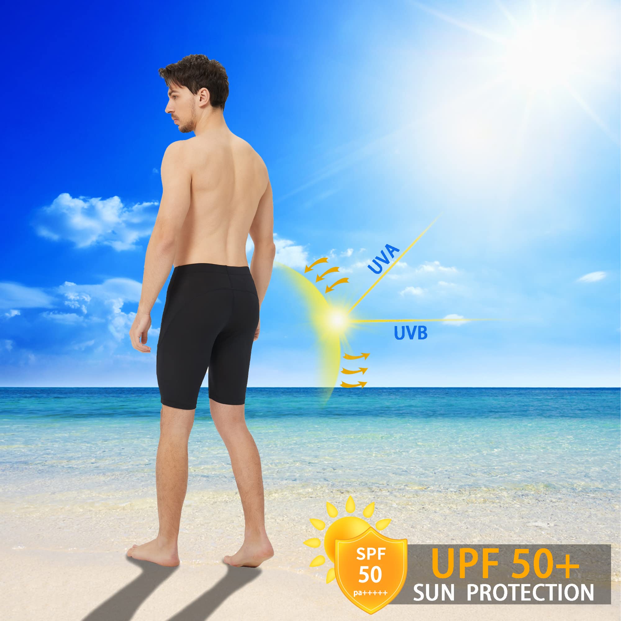 Men's Swim Jammers Competitive Athletic Swim Team Suit Training Endurance Racing Quick Dry Swimming Shorts UPF 50