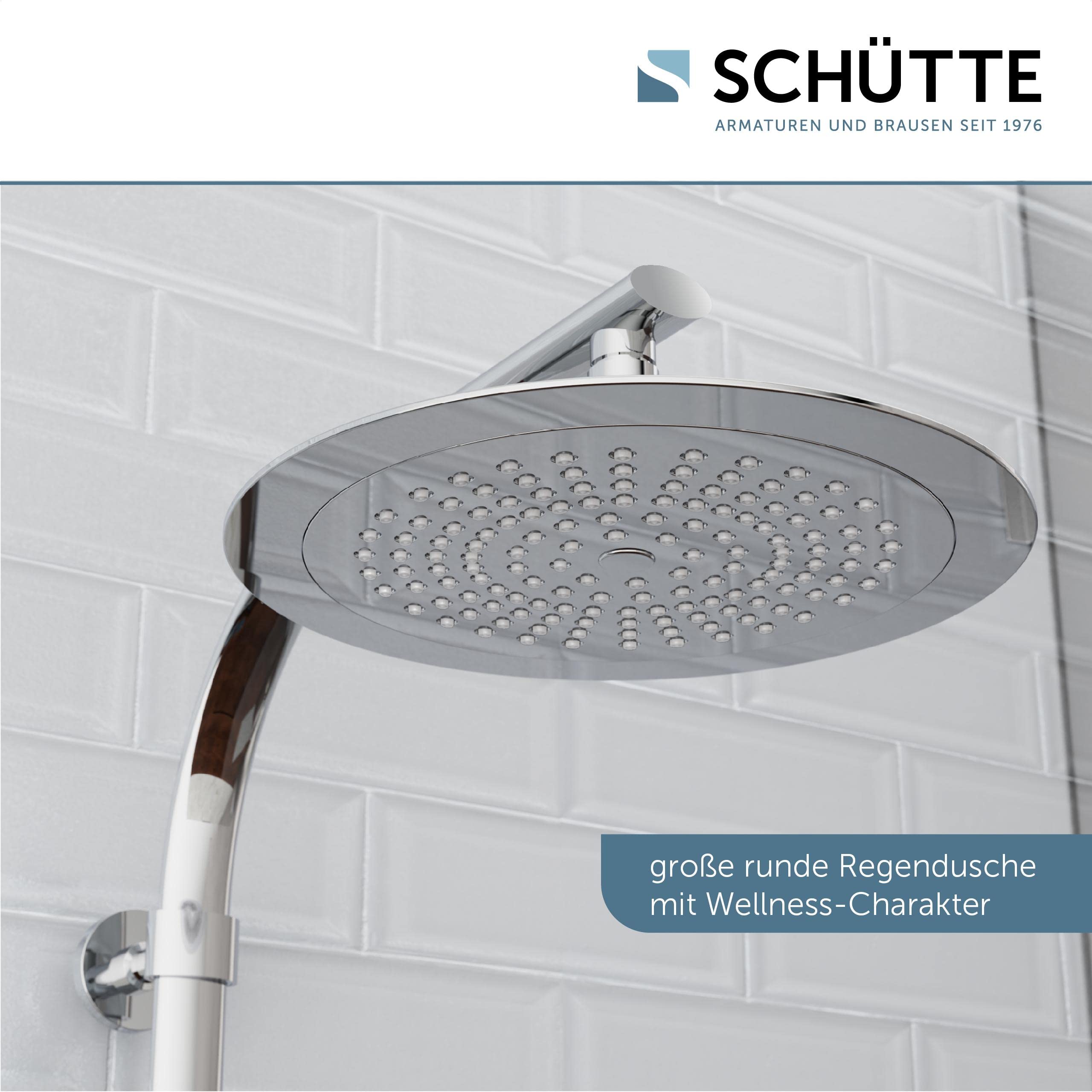 Schütte MADURA System termostatowy, zestaw dużych efektów deszczowych (Ø 24 cm) i regulowany prysznic, zestaw drążka, kolumna, panel prysznicowy, chrom, stal nierdzewna, (B x H x T): ok. 240 x 1010 x