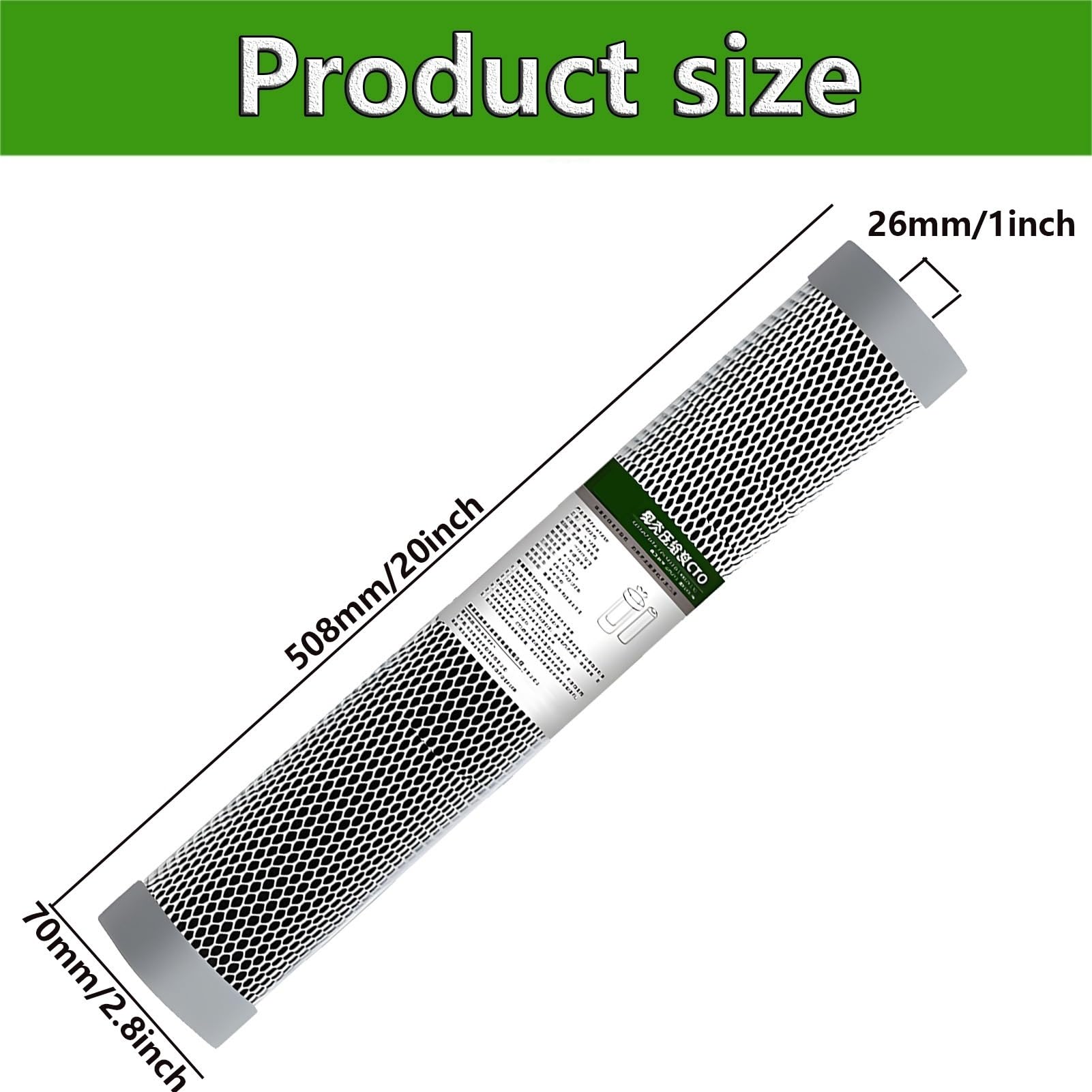 4 szt. filtrów do wody CTO Carbon Block, 2,8" x 20" Zastępuje skompresowany węgiel aktywny, do systemów odwróconej osmozy pod zlewem