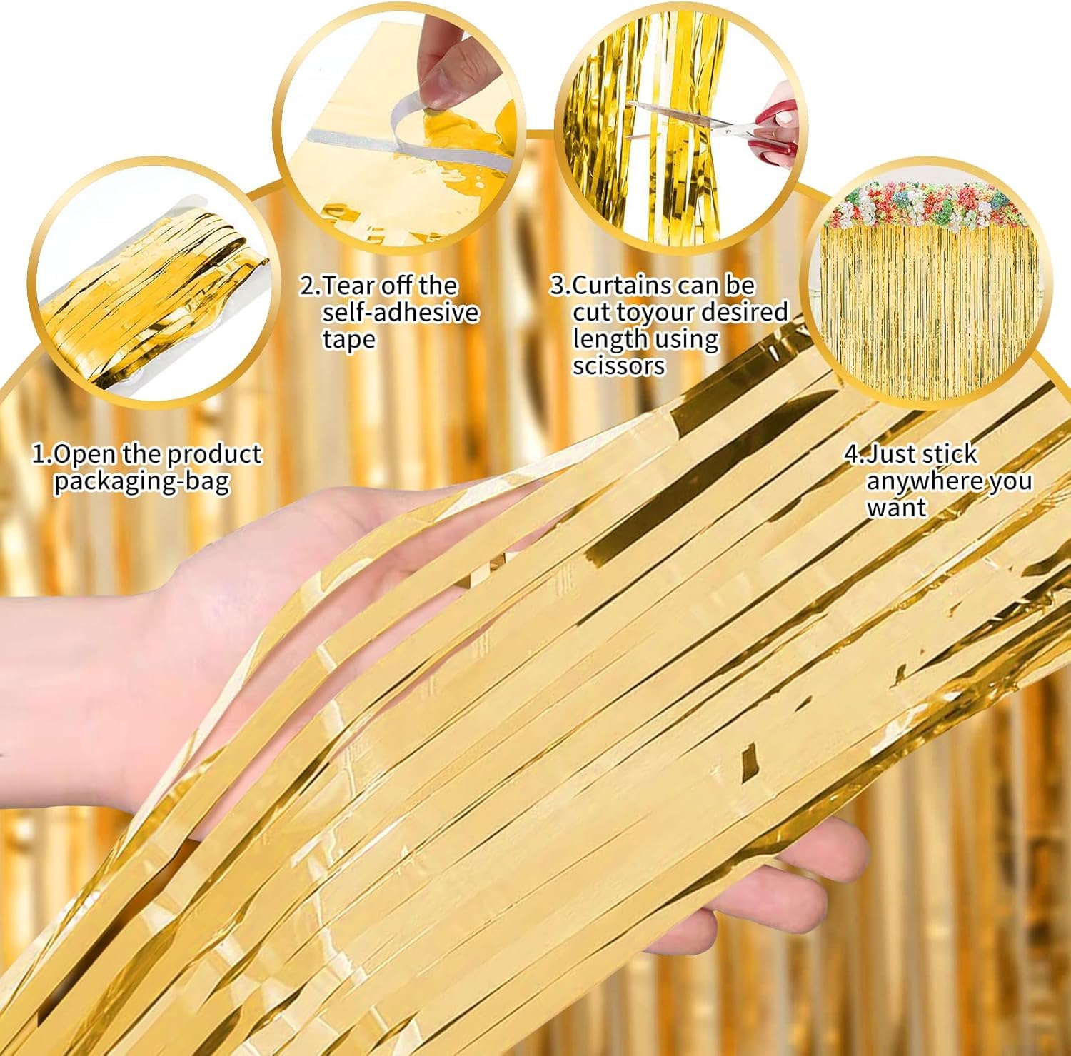Tende Metalliche Brillantinate Argento - 6 Pezzi 1x2 M, Per Feste, Compleanni, Matrimoni - Decorazioni Sfondo