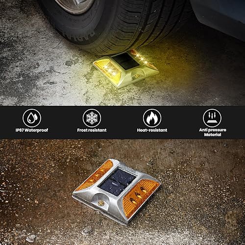 Miniatura 9 de NPKRRSK Marcador de pavimento elevado solar de alto brillo IP68 Reflector de energía solar impermeable para contorno de carretera, luz intermitente