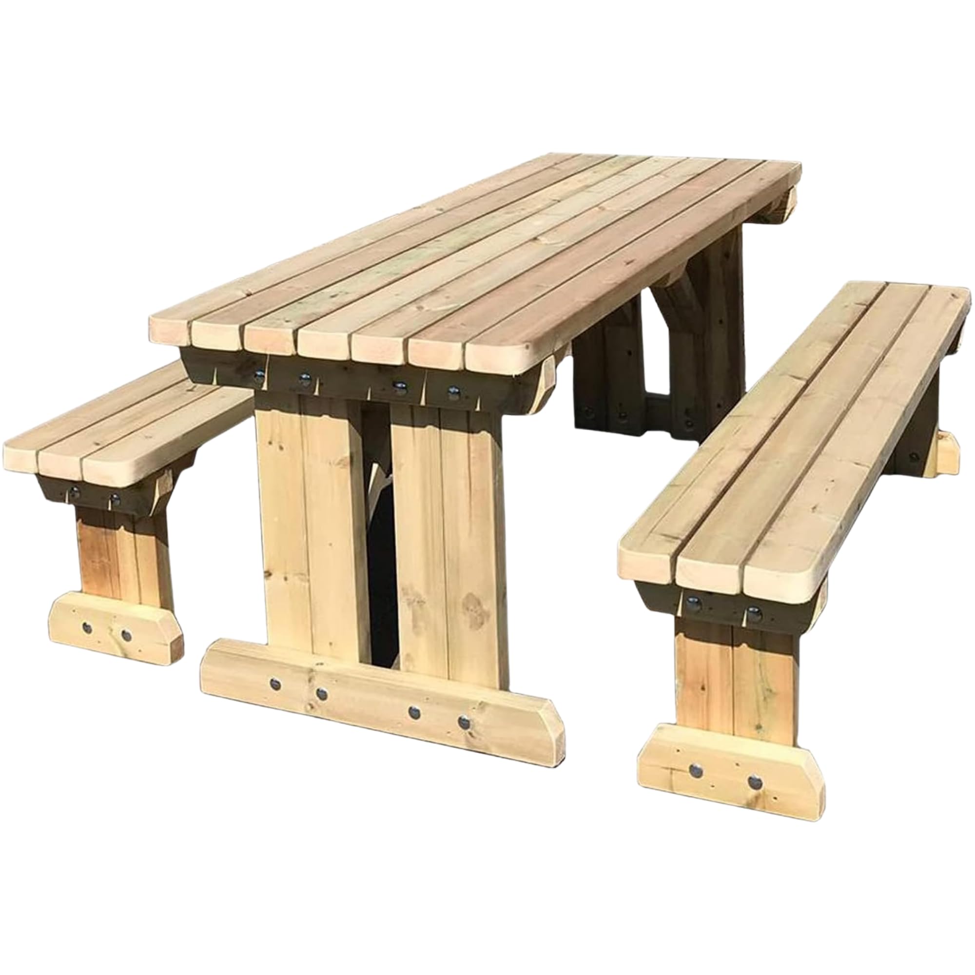 MG Timber Heavy Duty 6FT Wooden Picnic Table and Benches Set - Rounded Corners