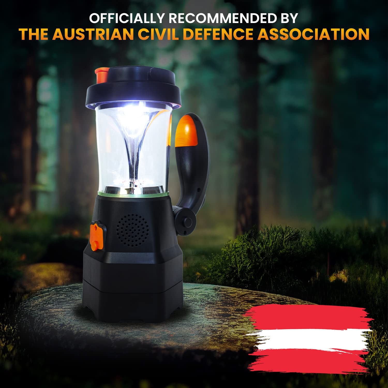 4in1 Lanterna LED alimentata a batteria | Radio di emergenza | banca di potere | Caricabatteria per cellulare | Ideale per interruzioni di corrente blackout, per il campeggio e il tempo libero