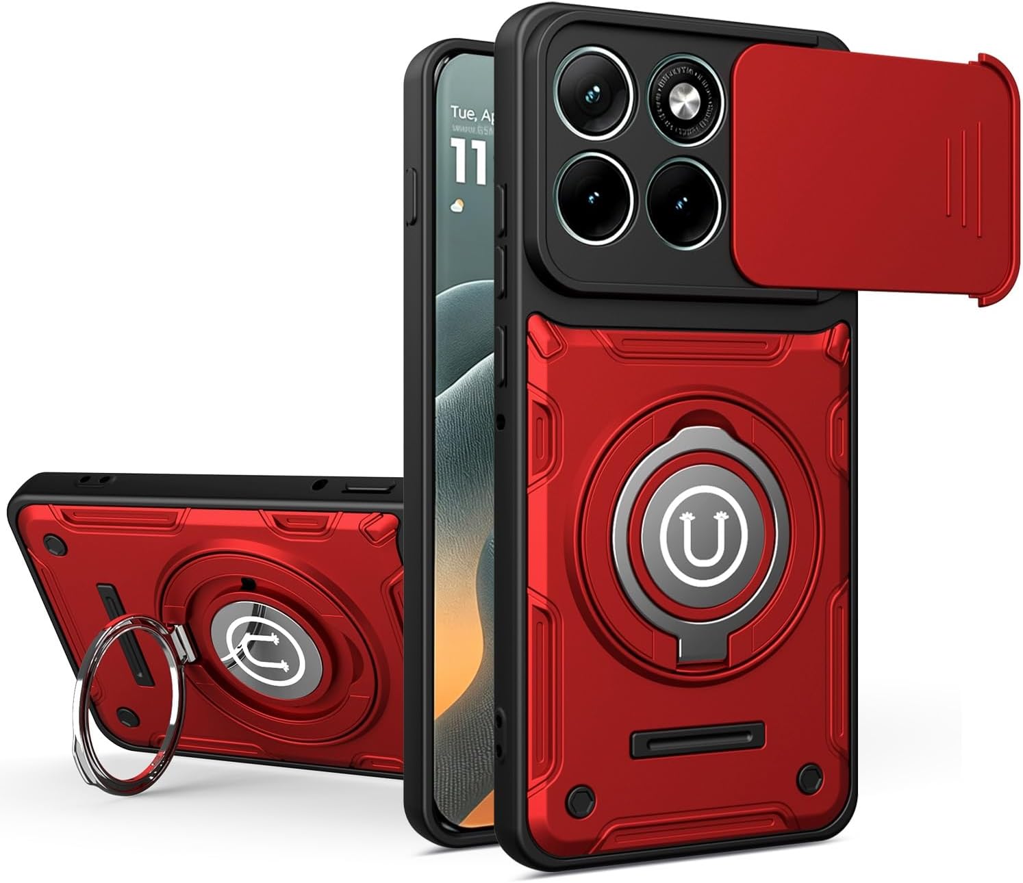 Protective Back Case Cover for Motorola Moto G86 Case, Shockproof Phone Cover with Built-in Kickstand & Slide Camera Protector, Heavy Duty Drop Resistant Full Body Protective Case