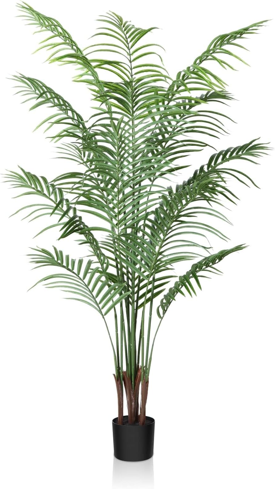 Artificial Trees, 180cm Handcrafted Artificial Areca Palm Tree With Lifelike Leaf, Faux Tropical Palm Plant With Balck Pot, Realistic Durable Decorative Trees Home Office Decoration