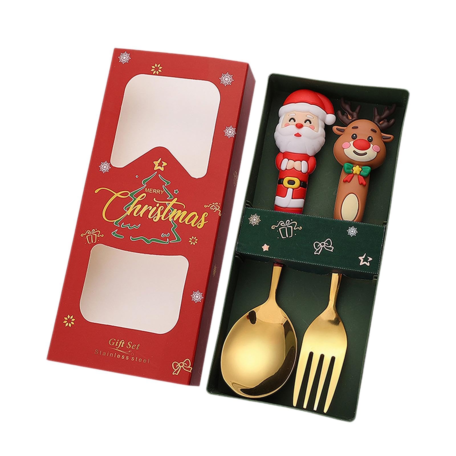Set di 5 cucchiai di Natale forchette set di posate natalizie per uso quotidiano cucina di Natale 2C