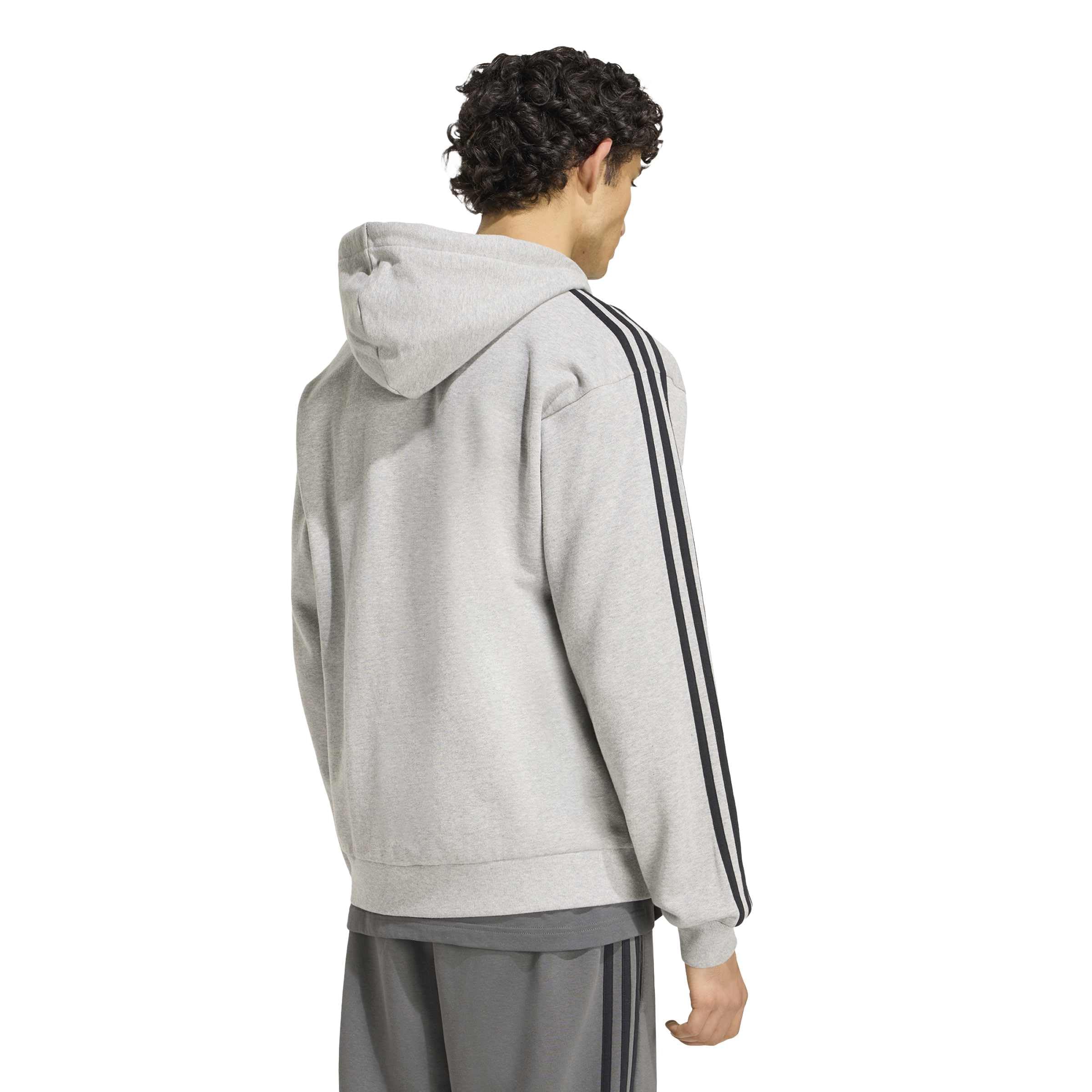 adidas Herren Essentials 3-Stripes French Terry Full-Zip Hoodie Sweatshirt, medium Grey Heather/White, XXL