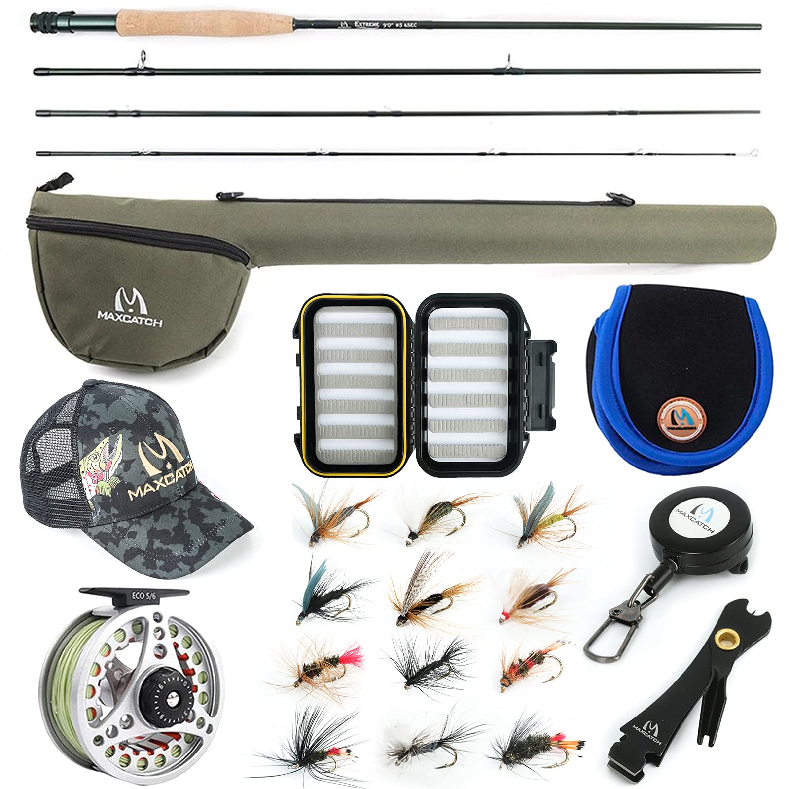 sprinton MAXIMUMCATCH Maxcatch Extreme Fly Fishing Combo Kit 3/4/5/6/7/8 weight Fly Rod and Reel Outfit (3wt 8‘4“ 4pc Rod,3/4 Reel)