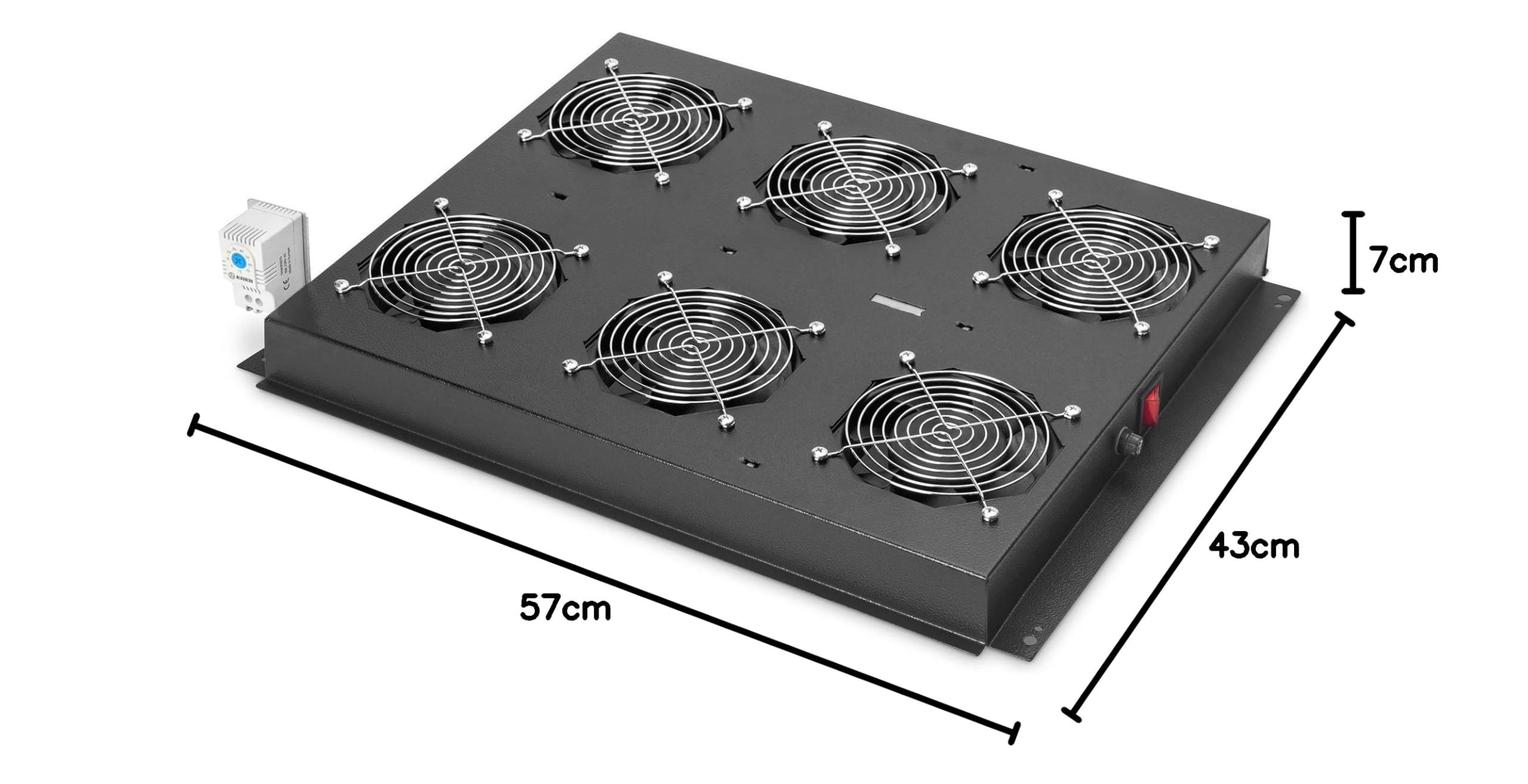 Digitus Ventilatore da tetto per server rack della serie Unique, 6x ventilatore, termostato, nero (RAL 9005)