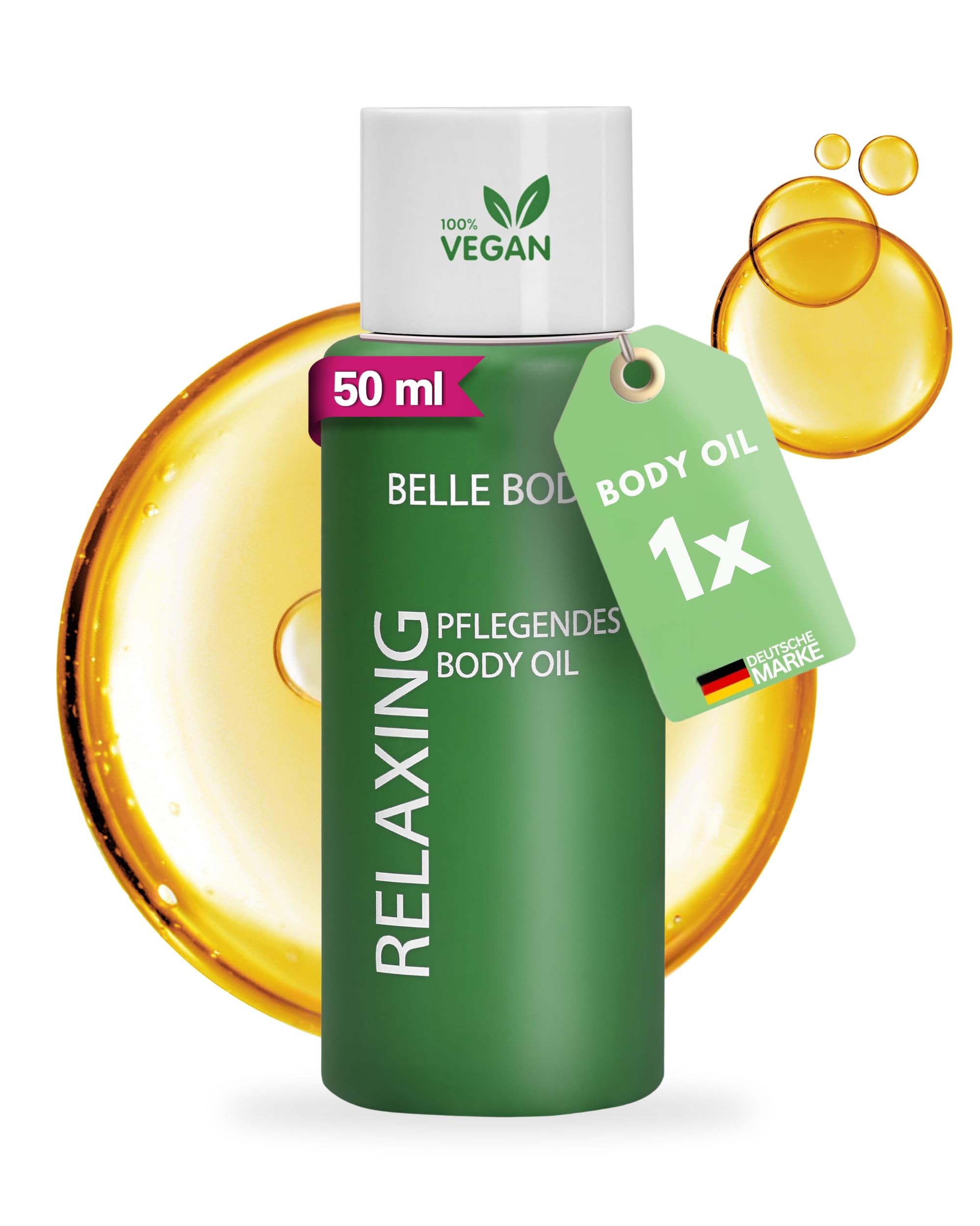 Belle Body Pflegendes Body Oil 1x50ml – Beruhigendes Körperöl nach Rasur & Haarentfernung – Mit natürlichen pflanzlichen Ölen - Für Intimbereich, Beine & Körper