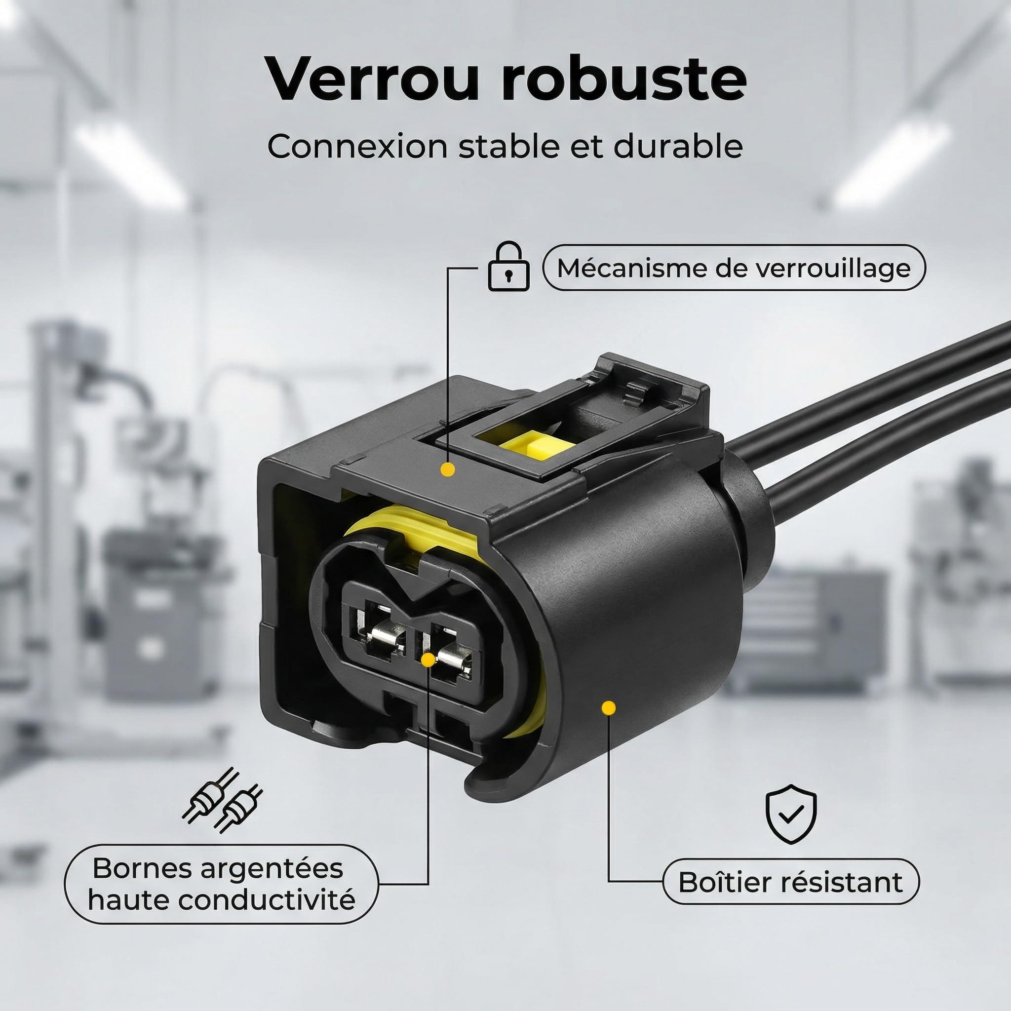 Compatible avec BOSCH A1685452928 Connecteur d'Injecteur Diesel - 2 Broches Femelle - Câble 15 cm - Remplace 1685452928, 50290937, L-BW50290937, 1967412-2 - Pour Systèmes Common Rail