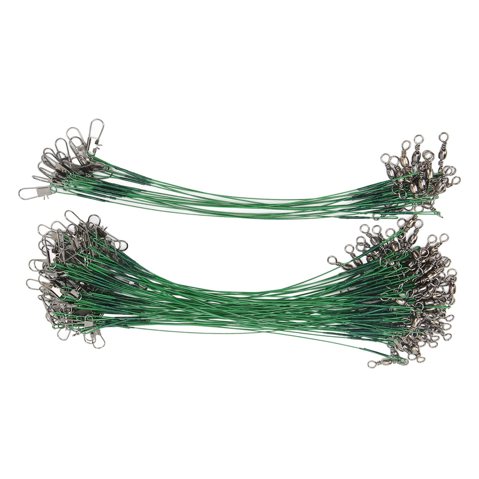 Gavigain 100PCS Fishing Leader,Stainless Steel Wire Leaders Nylon Coated Fishing Line Wire Leaders Swivels Snap Rigging Hard Wire Leader with Hooks for Saltwater (15cm)