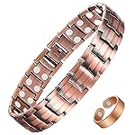 Feraco Men\'s Copper Magnetic Bracelet and Ring Elegant 99.99% Solid Copper Bracelets with Double-Row Strong Magnets, Magnetic Field Therapy Jewelry