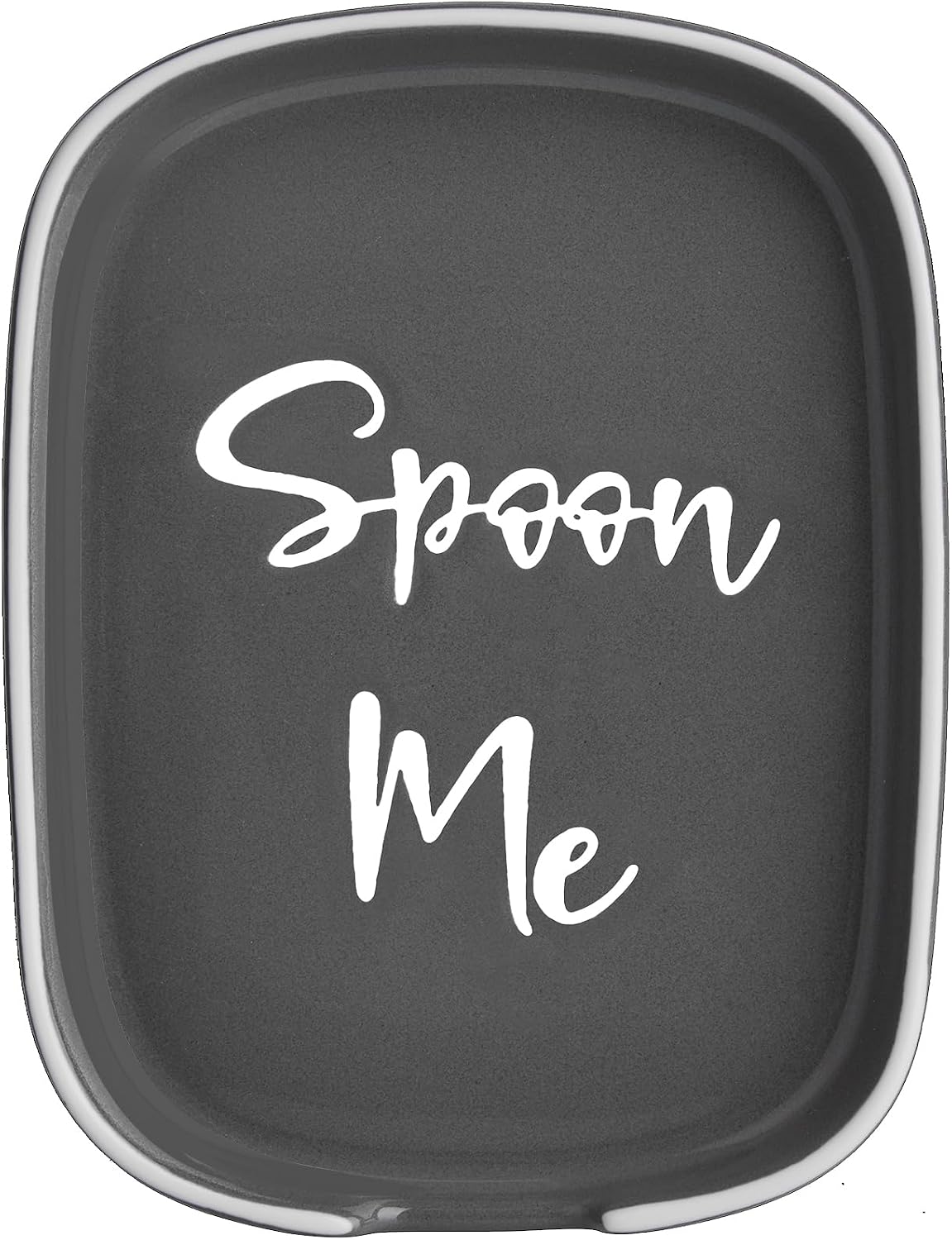 Ceramic Spoon Rest for Stove Top, DAYYET Large Spoon Holder for Kitchen Counter, Coffee Spoon Rest, Heat-Resistant Cooking Utensil Rest, Kitchen Decor, Gray