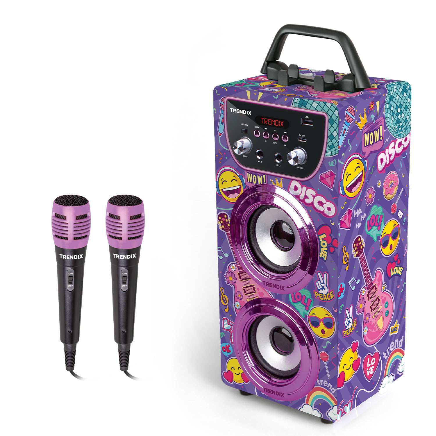 Trendix - Karaoke Machine Kids Top Singer | Karaoke Machine 2 Microphones | Portable Speaker | Speaker With Microphone Bluetooth, FM Radio, USB & Micro SD | Gifts For 10 Year Olds Girls And Boys