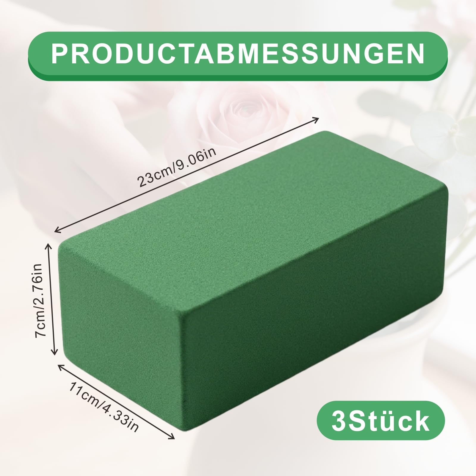 Steckschaum für Blumen 23 x 11 x 7cm Selbst Schneidbar Steckmasse für Frischblumen