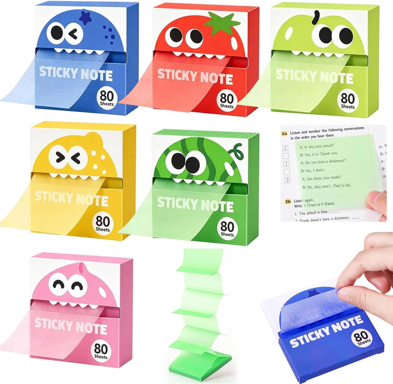 Glitter Sticky Notes Transparent Sparkly Tabs Pull Out 6 Boxes 480 Sheets