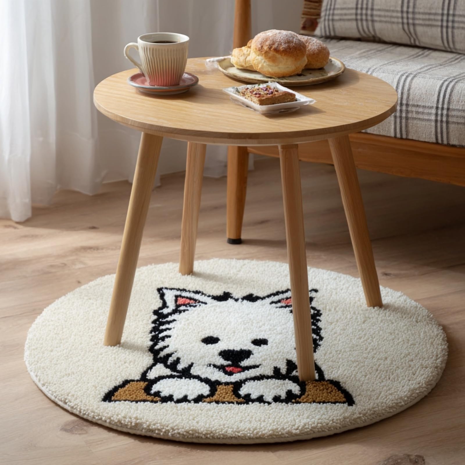 WallustrioaW Latch Hook Rug Kit,west high White Ground Terrier Dog,Pre-Printed Pattern Canvas Tapestry Embroidery Adults Handicrafts DIY Craft Cross Stitch Kits,50x50cm